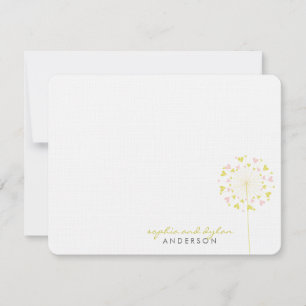 Remerciements Pink Yellow Dandelions Aimer Mariage Carte de reme