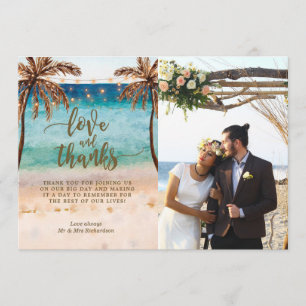 Remerciements plage de boho de carte photo d'amour et de mercis