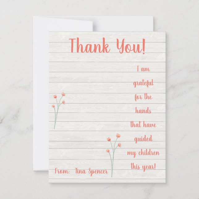 Remerciements pour les mains, carte cadeau pour le (Devant)