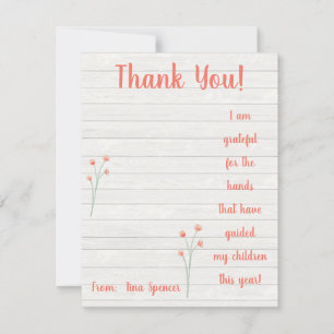 Remerciements pour les mains, carte cadeau pour le