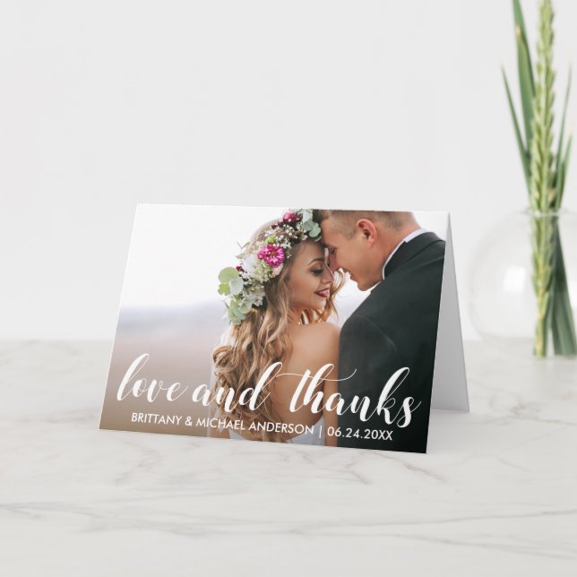 Remerciements pour mariage | Aimer et Merci photo  (Devant)