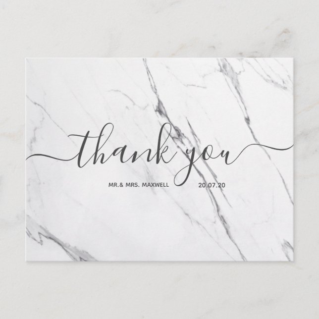 Remerciements pour mariage | Carte postale Marbre  (Devant)