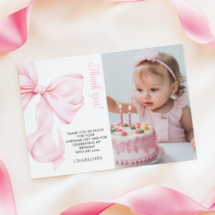 Remerciements Première fille de la Bow rose Carte de remerciemen