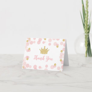 Remerciements Princesse Anniversaire rose et or Carte de remerci