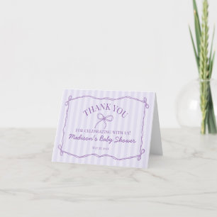 Remerciements Purple Coquette Bow Pastel Lavende Carte de remerc