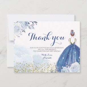 Remerciements Quinceañera 15 Anos Blue Flowers Carte de remercie