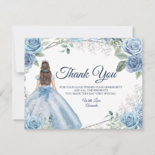 Remerciements Quinceañera 15 Anos Dusty Blue Carte de remercieme