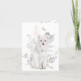 Remerciements Renard d'hiver et Florals Carte de voeux de Noël