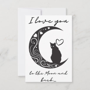 Remerciements Romantique chat simple plié carte de voeux