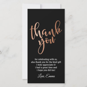Remerciements Rose Gold Foil, carte de remerciement