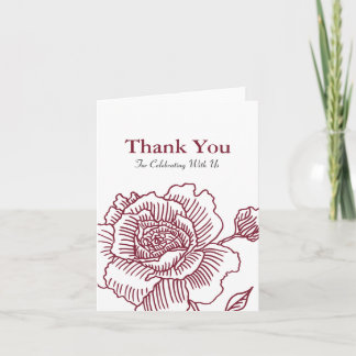 Remerciements Rouge rose tiré par la main de carte de