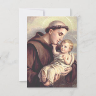 Remerciements Saint Antoine de Padoue avec Jésus Carte Sainte