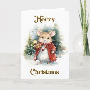 Remerciements Scène De Noël Whimsical Avec Carte Mouse Mignonne