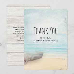 Remerciements Scène de plage rustique avec Carte de remerciement