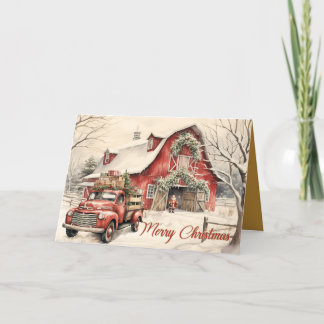 Remerciements Scène vintage : Père Noël Avec Carte de Noël Camio