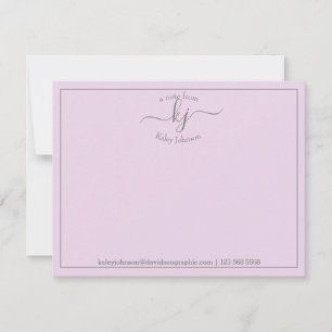 Remerciements Script Lilac Simple Du Bureau De La Carte Note