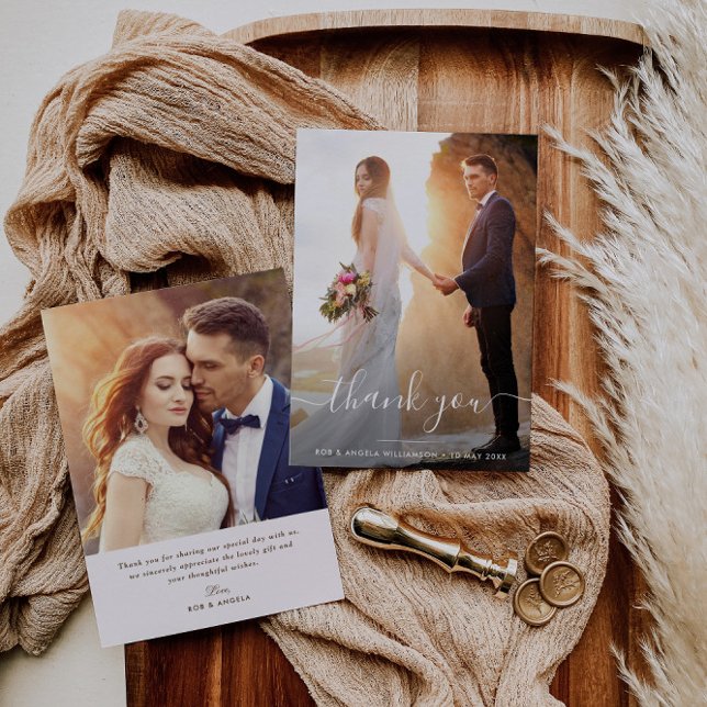 Remerciements Script moderne lettrage mariage carte de remerciem (Créateur téléchargé)