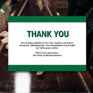 Remerciements Simple Carte de condoléances traditionnelle verte