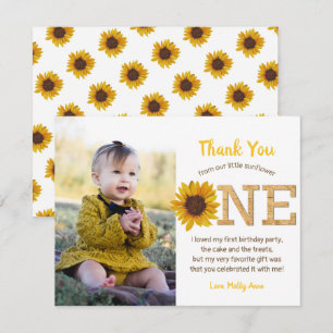 Remerciements Tournesol rustique 1er anniversaire Carte de remer