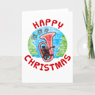 Remerciements Tuba carte de Noël Tubaist musicien en laiton