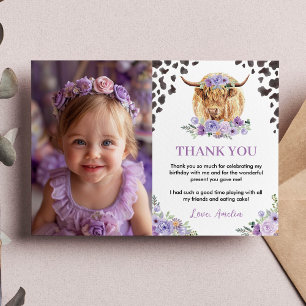 Remerciements Vache Imprimer Fille Anniversaire Photo Carte de r