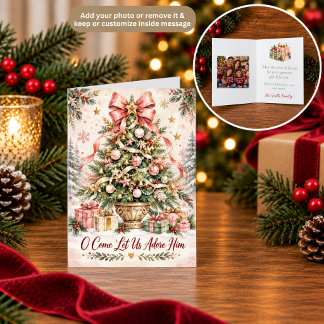 Remerciements Venez, adorons-Le carte de Noël rose