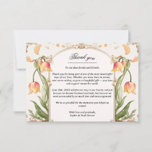 Remerciements Vibrant Floral et Mariage or Carte de remerciement