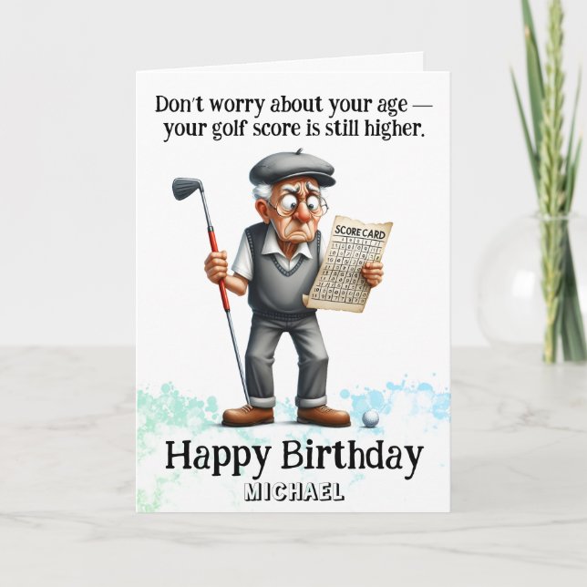Remerciements *~* Vieux - Carte d'anniversaire de golf AP94 (Devant)