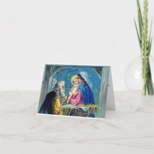 Remerciements Vintage Baby Jesus Mary Carte de Noël religieuse