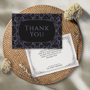 Remerciements Vintage noir et violet Faux Lace Carte de remercie
