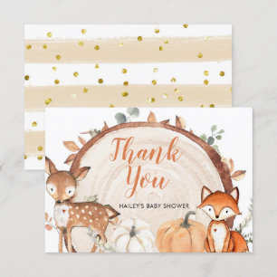 Remerciements Woodland Oh Boy Citrouille Baby shower Carte de re