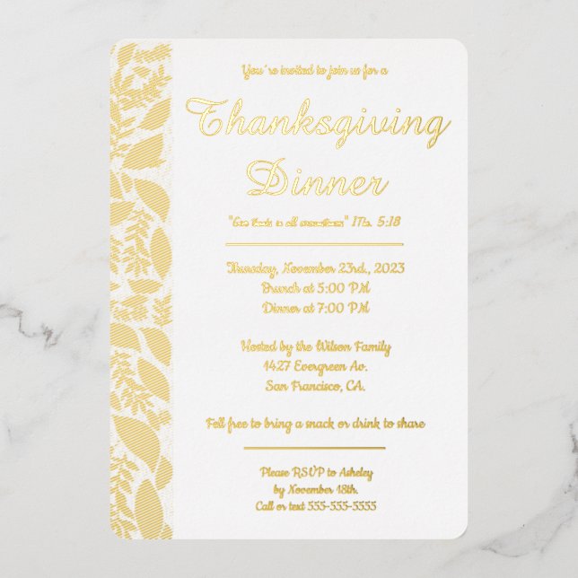 Remercier Feuilles d'automne Foil Invitation (Recto)