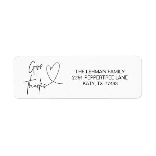 Remerciez Heart Thanksgiving Enveloppe Étiquettes