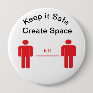 Remind everyone about social distancing 4 inch round button
