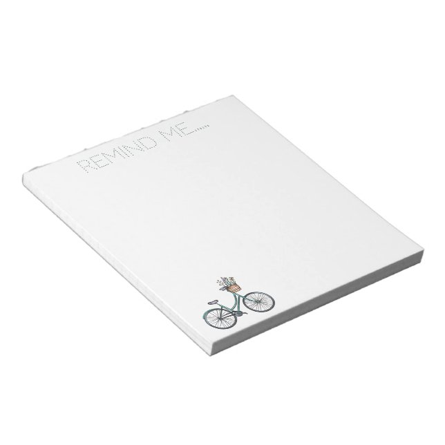 Remind Me Floral Bouquet In Bicycle Basket Notepad (Angled)