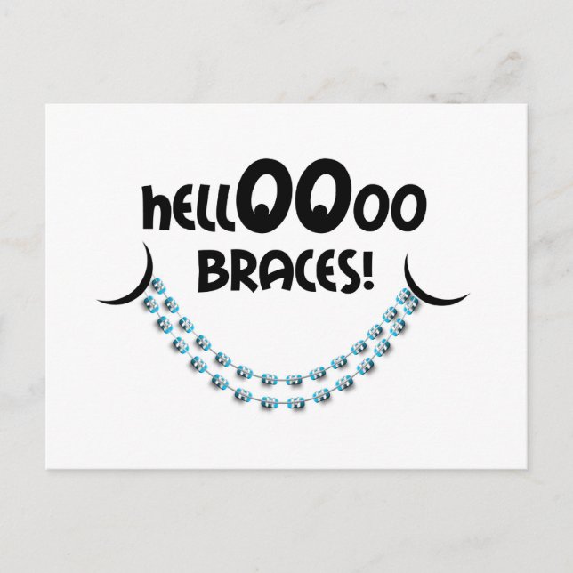 Reminder Orthodontic Appointment Hello Braces Blue Postcard (Front)