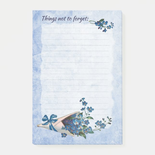 Reminder Post-it Notes with Forget-me-not Flowers (Front)