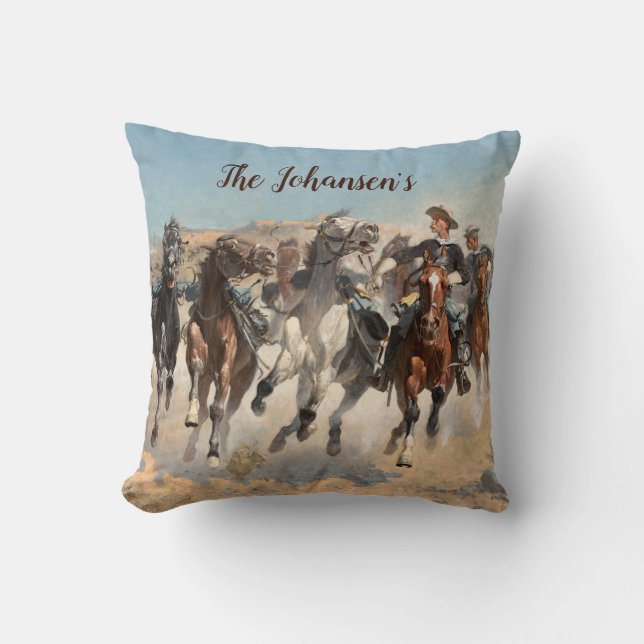 Remington Cowboy Southwestern Western Pillow (Front)