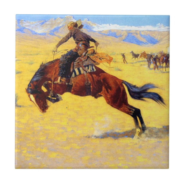 Remington Old West Horse and Cowboy Tile (Front)