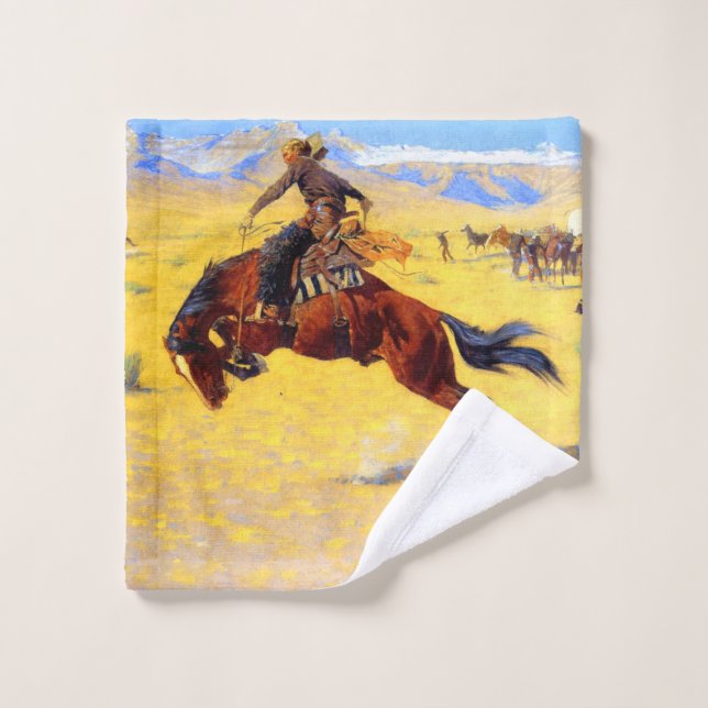 Remington Old West Horse et Cowboy (Gant de toilette)