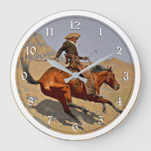 Remington: The Cowboy, American cowboy art Large Clock
