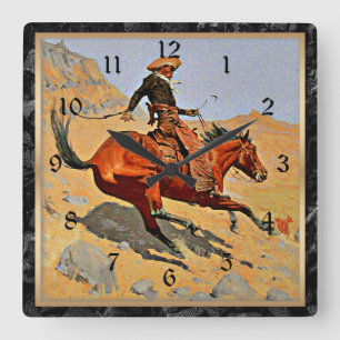 Remington: The Cowboy, American cowboy art Square Wall Clock