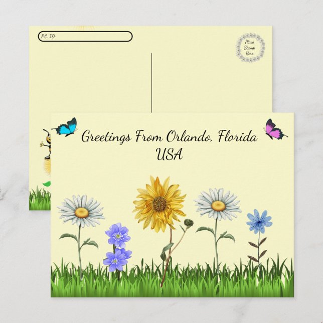 Remise Florale De La Carte Postale (Devant / Derrière)