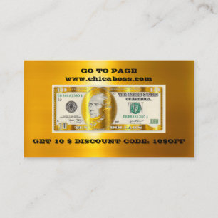 Remise Insérer Carte de visite 10$ Gold QR Logo