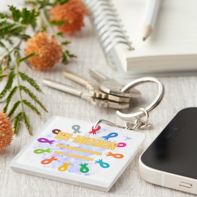 Remission cancer ribbons keychain (Front Right)