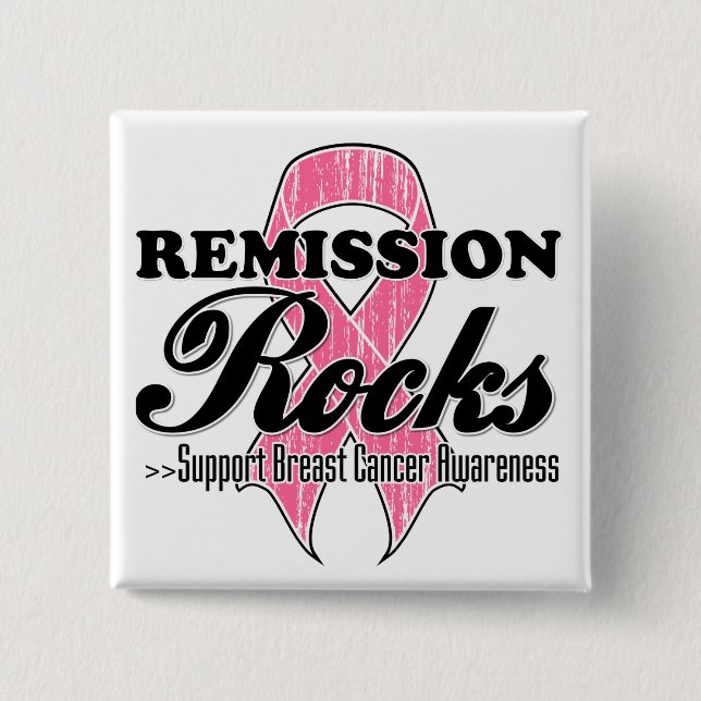 Remission Rocks - Breast Cancer Awareness 2 Inch Square Button (Front)