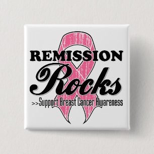 Remission Rocks - Breast Cancer Awareness 2 Inch Square Button