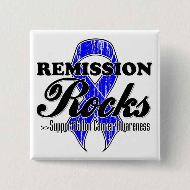Remission Rocks - Colon Cancer Awareness 2 Inch Square Button (Front)
