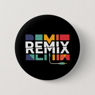 Remix Audio   DJ Music Retro Geometric Graphic 2 Inch Round Button