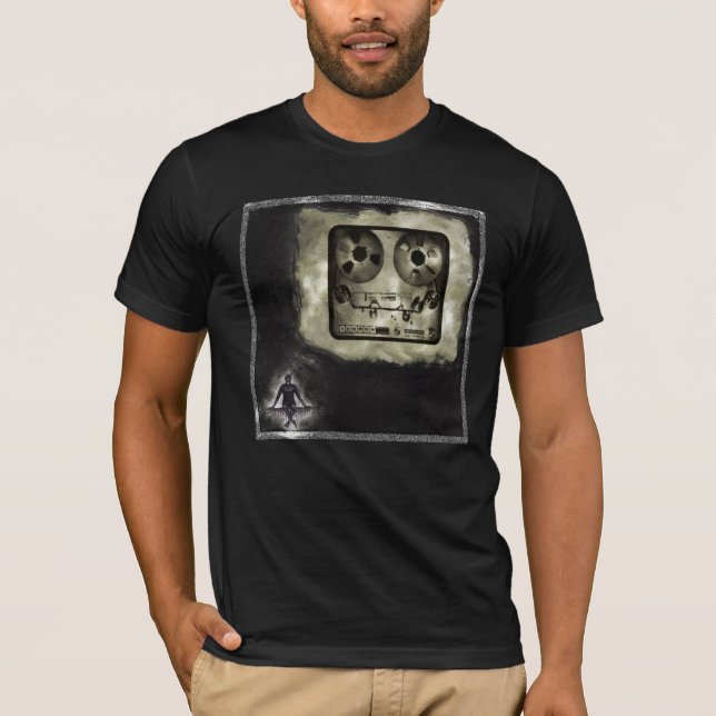 remixed on a black T T-Shirt (Front)